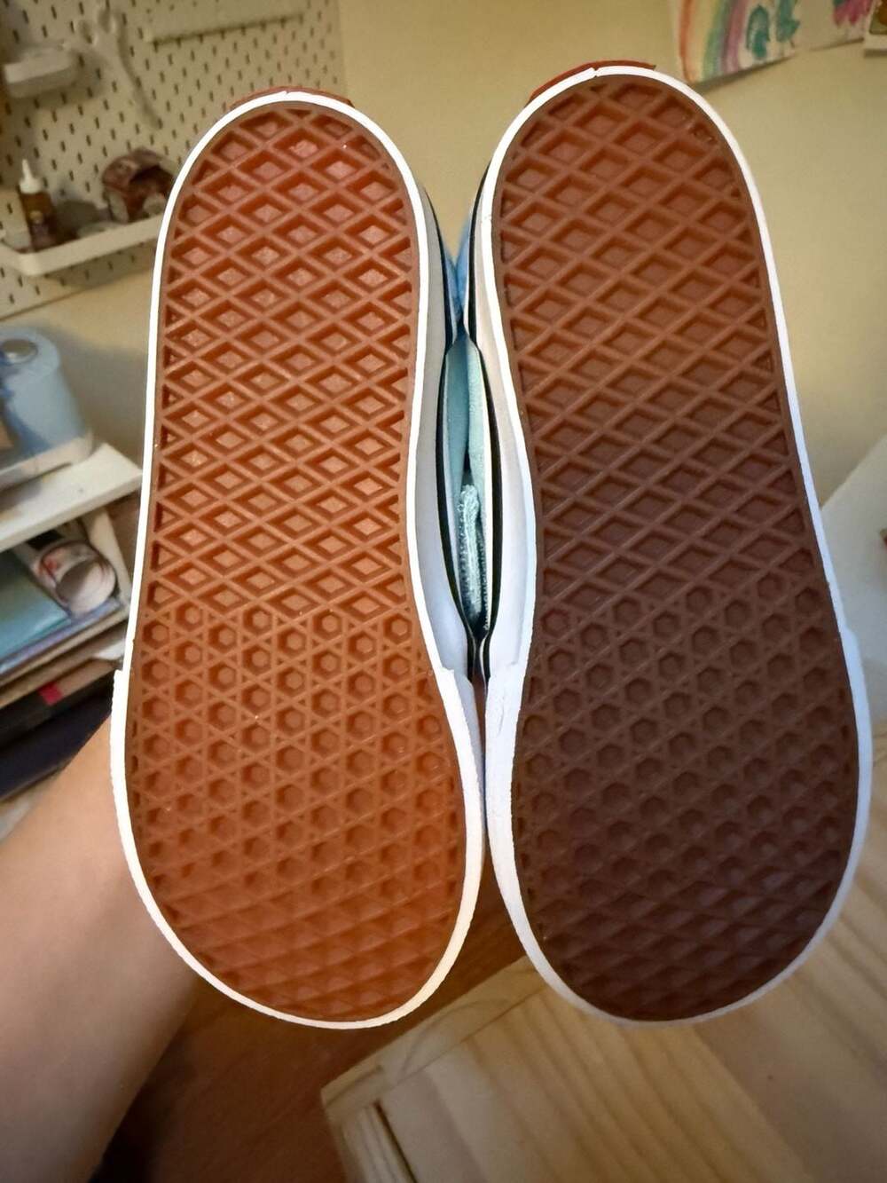 Vans Checkerboard Slip-On Shoes Toddler Size 10 Blue/ White - Picture 3 of 4